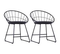 HengCaDa Lot de 2 chaises de salle à manger noires en cuir synthétique et acier avec coussin d'assise amovible, assise rembourrée ergonomique pour cuisine, salle à manger, salon, design scandinave