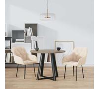 HengCaDa Lot de 2 chaises de salle à manger rembourrées en velours crème avec accoudoirs et dossier pour cuisine, salon, rembourrées, ergonomiques, scandinaves, design industriel, cadre en métal