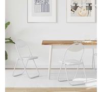 HengCaDa Lot de 2 chaises pliantes blanches 48 x 43,5 x 81 cm en cuir synthétique avec rembourrage, gain de place, ergonomique, rembourrée, pour salle à manger, cuisine, salon, bureaux, design moderne