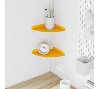 HengCaDa Lot de 2 étagères d'angle flottantes - Jaune moutarde - 18 x 18 x 2 cm - Étagère murale flottante - Pour salon, cuisine, chambre à coucher, chambre d'enfant, couloir