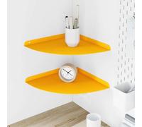HengCaDa Lot de 2 étagères d'angle flottantes - Jaune moutarde - 30 x 30 x 2 cm - Étagère murale suspendue pour salon, cuisine, chambre à coucher, chambre d'enfant, bureau, décoration de rangement