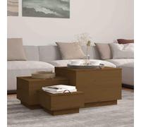 HengCaDa Lot de 3 boîtes de rangement avec couvercles en pin massif marron miel, polyvalentes pour bureau, salon, couloir, cave, cuisine, salle de rangement, armoire, commode, buffet