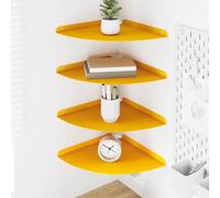 HengCaDa Lot de 4 étagères d'angle flottantes - Jaune moutarde - 30 x 30 x 2 cm - Étagère murale suspendue - Système de rangement pour salon, cuisine, chambre à coucher, chambre d'enfant, bureau
