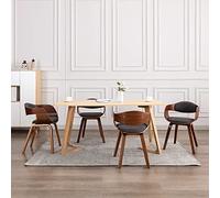 HengCaDa Lot de 6 chaises de salle à manger en bois de buyer et tissu gris avec rembourrage ergonomique, idéales pour la cuisine, le salon et la salle à manger, cadre en bois robuste, assise