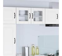 HengCaDa Lucca Armoire murale en verre Blanc 40 x 31 x 40 cm Armoire de cuisine moderne avec 2 étagères, 1 porte, espace de rangement durable pour cuisine, buffet, buffet, vitrine, rangement