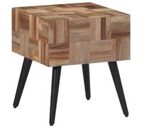 HengCaDa Table d'appoint 40 x 40 x 45 cm en teck recy vec pieds en métal, table basse moderne vintage, idéale pour salon, chambre à coucher, couloir, balcon, bureau, peu encombrante, robuste