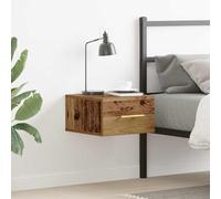 HengCaDa Table de chevet 35 x 35 x 20 cm - En bois vieilli - Meuble d'appoint rustique avec tiroir pour chambre à coucher, salon, couloir, cave, cuisine, espace de rangement, élégante, durable