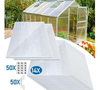 Hengda 14x polycarbonate alvéolaire 4mm 50x serre inox 10,25 m² plaque double paroi 1210x605 plaque alvéolaire plaque de serre