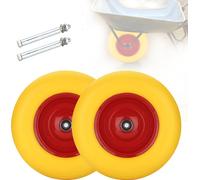 Hengda 2x roue de brouette en caoutchouc plein jaune 4.80/4.00-8 - Ø390 x 95mm Roue de rechange pour brouette