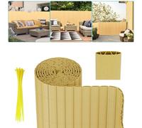 Hengda Tapis de protection visuelle PVC Clôture visuelle Bambou Coupe-vent pour jardin balcon et terrasse 90x300cm Forme stable en W