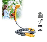 HENGMEI Douche de camping avec pompe submersible douchette à main 12 V adaptateur de voiture avec crochet et ventouse, sac de rangement pour jardin, extérieur, camping-car, camping, voyage