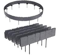 HENGMEI Lot de 10 bordures de pelouse de 2,5 m en plastique avec pics de sol - Aspect pierre - Pour fleurs - 25 x 23 cm (L x H) - Anthracite