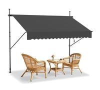 HENGMEI Store banne Manuel 250 x 120 cm rétractable avec manivelle Auvent de Balcon sans perçage, Gris foncé