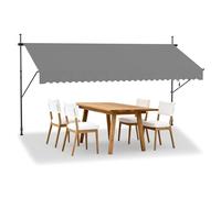 HENGMEI Store banne Manuel 300 x 120 cm rétractable avec manivelle Auvent de Balcon sans perçage, Gris