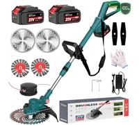 Hengriacly Débroussailleuse sans fil pour batterie Makita, débroussailleuse avec batterie et brosse à mauvaises herbes - Avec 2 batteries 21 V 4,0 Ah et chargeur, moteur sans balais, tête de fil Tap