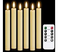 Hengrongshen Chandelle Led, 6 Pièces 25 CM Bougies Bâton LED Longues & Fines avec Fonction Minuterie & Scintillement, Bougie Chandelier LED avec Télécommande pour Décoration Halloween, Intérieure