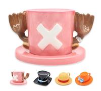 Hengrongshen Tasse One Piece, Anime Chopper One Piece Tasses à Café avec Soucoupes, Céramique Deco One Piece, Mug One Piece, Tasse à Lait, Cadeau Noel (Chopper)