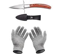 HENGYUE Coffret couteau à huîtres et gant anti-coupures, tire-bouchon à huîtres inox avec gants e protection 5 (L), pour coquillages ou fromages à pâte dure
