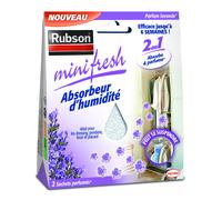 Rubson Absorbeur d'humidité Minifresh Lavande – 2 x 50 g – Efficace jusqu'à 6 semaines