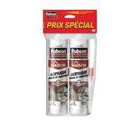 Rubson - Mastic Maison Acrylique Murs et Fenêtres Blanc (lot de 2 cartouches de 280 ml) - Mastic acrylique pour intérieur et extérieur - Comble fissure, joint porte et fenêtre