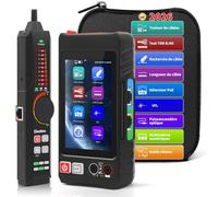 Henkion Testeur Câble Réseau RJ45 Professionnel Écran IPS 4", Ethernet Tester Rechargeable, Outils Réseau, Détection POE++, Digital Multi-Meter, VFL,OPM, Mesureur de Longueur de Câble, TDR RJ45, NCV