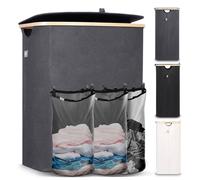 HENNEZ Panier de rangement "Adrian", 150 l - pliable - avec couvercle et 3 compartiments
