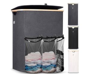 HENNEZ Panier de rangement "Adrian", 150 l - pliable - avec couvercle et 3 compartiments