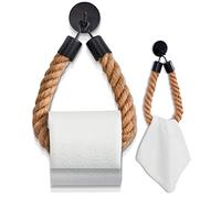 HENNEZ Porte Papier Toilette Mural Adhesif, Support Papier Toilette Mural sans Percage, Porte Rouleau Papier Toilette Industriel Deco Corde, Porte Papier Toilette Noir Derouleur Papier Toilette Murale