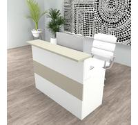 Henor Comptoir Cidacos. 100 x 60/75 x 110 cm. Bois avec Table intérieure. Idéal pour l’Accueil de Bureau. l’Attention. la Boutique. Le Commerce. Blanc Mat et Chêne Stel