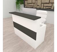 Henor Comptoir Cidacos. 110 x 60/75 x 110 cm. Bois avec Table intérieure. Idéal pour l’Accueil de Bureau. l’Attention. la Boutique. Le Commerce. Blanc Mat et Graphite Mat