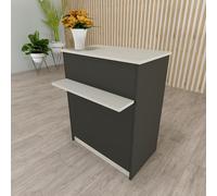 Henor Comptoir de Réception EGA. 82 x 50/65 x 102 cm. Meuble d'accueil pour Bureau, Boutique, Clinique ou Salon Graphite et Chêne Stel