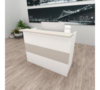 Henor Comptoir Ebro. 100 x 60/75 x 110 cm. Bois avec Table intérieure. Idéal pour l’Accueil de Bureau. l’Attention. la Boutique. Le Commerce. Blanc Mat et Chêne Stel