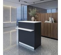Henor Comptoir EGA roulettes. 82 x 50/65 x 102 cm. 4 roulettes Pivot et Frein Max 135kg. Ideal Bureau. Commerce. Clinique. Graphite et Blanc