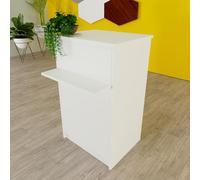 Henor Comptoir EGA roulettes. 82 x 50/65 x 102 cm. 4 roulettes Pivot et Frein Max 135kg. Ideal Bureau. Commerce. Clinique. Blanc.