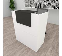 Henor Comptoir Oja. 100 x 50 x 107 cm. Bois avec Table intérieure. Idéal pour l’Accueil de Bureau. l’Attention. la Boutique. Le Commerce. Blanc Mat et Graphite Mat