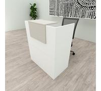 Henor Comptoir Oja. 90 x 50 x 107 cm. Bois avec Table intérieure. Idéal pour l’Accueil de Bureau. l’Attention. la Boutique. Le Commerce. Blanc Mat et Chêne Stel