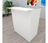 Henor Comptoir TIRÓN. 110 x 50/65 x 107 cm. Bois avec Table intérieure. Idéal pour l’Accueil de Bureau. l’Attention. la Boutique. Le Commerce. Blanc Mat