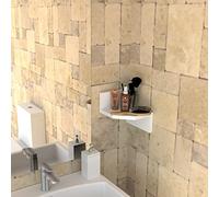 Henor Étagère Murale d'angle 1 Niveau 20x20x20 cm Blanc | Tablette Flottante en Bois en Zig Zag pour Coin