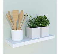 Henor étagère Murale en Bois 40 x 25 x 2.5 cm - Tablette Flottante réglable horizontalement, verticalement et en Inclinaison - Jusqu’à 20 kg - Blanc