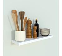 Henor étagère Murale en Bois 50 x 15 x 2.5 cm - Tablette Flottante réglable horizontalement, verticalement et en Inclinaison - Jusqu’à 30 kg - Blanc