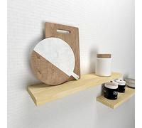 Henor Étagère Murale en Bois 50 x 15 x 3 cm. Charge 30 Kg. Support caché. Réglable horizontalement. Vertical et Inclinaison. Pin Naturel