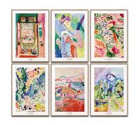 Henri Matisse Lot de 6 posters muraux classiques - Décoration murale - Images classiques - Décoration pour chambre à coucher, salon, maison et bureau (6 x A4, sans cadre)