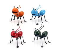 Hensych Lot de 4 Sculptures en métal d'art de Jardin Fourmis, Ornements Fourmi, Ornement coloré Mignon Insecte pour Mur Suspendu, Jardin, pelouse, décoration intérieure extérieure