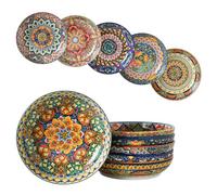 Henten Home 6 Bols à Pâtes, 850ML Assiette Creuse en Porcelaine | Saladiers, Bols pour Pâtes/Salad/Soup - Style Bohème