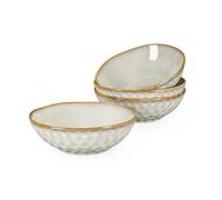 Henten Home Assiette Creuse en Porcelaine, Bol Poke Bowl/Bol à Soupe de 4 pièces - 800ml, Bols à Céréales Fait à la Main, Services de Table Style Rétro Beige