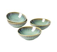 Henten Home Bol Poke Bowl/Bol à Soupe de 4 pièces - 800ml, Bols à Céréales Fait à la Main, Services de Table Assiette Creuse en Porcelaine Style Rétro Vert