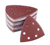 Henxing Papier Abrasif pour Ponceuse, 60 Pièces Papier a Poncer 90x90x90 mm Triangle Poncage, 10 x 40/60/80/120/180/240 Grain, pour Ponceuse Delta et Angle - 6 Trous