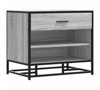 Heofavd Banc à chaussures gris Sonoma 60 x 40 x 53,5 cm, banc de couloir avec étagère à chaussures, meuble à chaussures en bois et métal, petit banc de couloir avec espace de rangement pour l'entrée