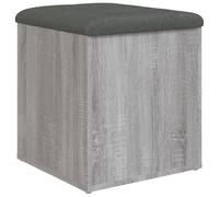 Heofavd Banc avec espace de rangement, gris Sonoma, 42 x 42 x 45 cm, petit banc à chaussures en bois avec coussin gris foncé, coffre rembourré et banc de couloir pour salon