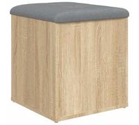 Heofavd Banc coffre avec espace de rangement en chêne Sonoma - 42 x 42 x 45 cm - Banc rembourré avec coussin - Petit banc de rangement et banc à chaussures pour couloir et salon - En bois